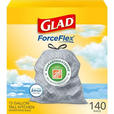 Glad 13 Gal. Force Flex Drawstring Fresh Clean Odor Shield Trash Bags  (140-Count), White - Yahoo Shopping