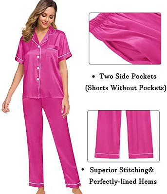 SWOMOG Silk Pajama Set for Women Satin Lounge Sets Two Piece Long