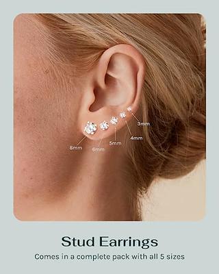 2 Pairs Flat Back Earrings for Women | Cartilage Earring | Stainless Steel Earrings | Titanium Earrings | Nickel Free Hypoallergenic Earrings 