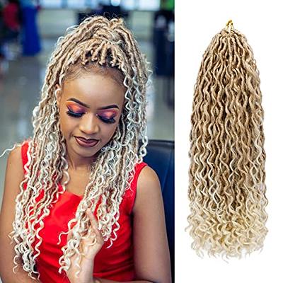 NEW Goddess Locs Crochet Hair River Fauxs Locs 18Inch Pre Looped Synthetic  Deep Curly Hairstyle Ombre Fauxlocs Crochet Braids Extensions 4Packs(1B/27
