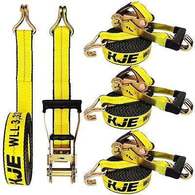 KJE 4 Pack Ratchet Straps Heavy Duty,2 x 27' Ratchet Strap 3,333 Lbs  Working Load Limit,Tie Down Ratcheting with J-Hook, Cargo Straps for Truck, Trailer,Moving Appliances - Yahoo Shopping