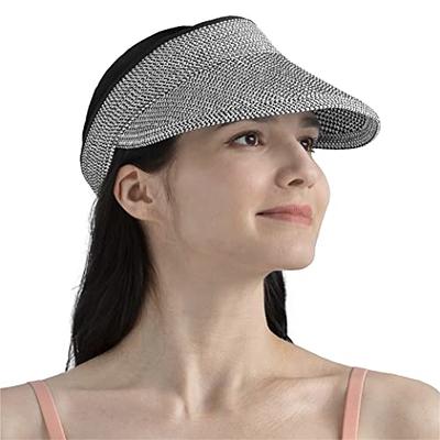 SUN CUBE Sun Visor Hat Women, Beach Hat Wide Brim Straw Visor UV