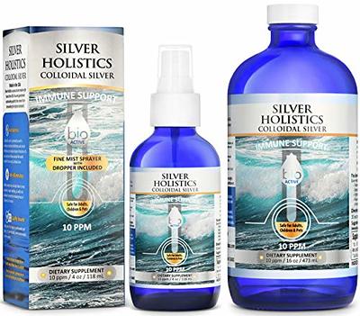  Colloidal Silver - for Immune Support - 99.99% Pure Silver  Colloidal - 4 oz - 60 Servings - 2 Month Supply - Glass Bottle - 50 ppm  Coloidal Silver Drops - Clear Liquid Silver - Plata Coloidal : Health &  Household