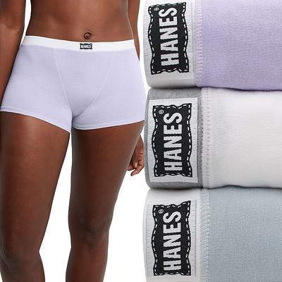 Women's Hanes 45UOBB Cotton Blend Boxer Brief Panty - 3 Pack  (Lilac/Buff/Lavender M)