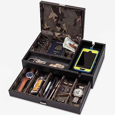 Black Pearl Watch Box and Jewelry Organization Box with rosewood gloss,  Men's Valet Storage Box