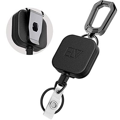 2 Pack Heavy Duty Retractable Badge Holder Reel Will Well Metal ID Badge Holder with Belt Clip Key Ring for Name Card Keychain [All Metal Casing