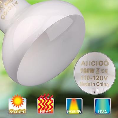 Aiicioo Reptile Basking Light Bulb - 100W Reptile Heat Lamp