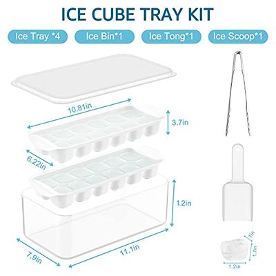 ICEXXP 4 Pack Ice Cube Tray with Lid and Bin, Ice Cube Trays for Freezer  with