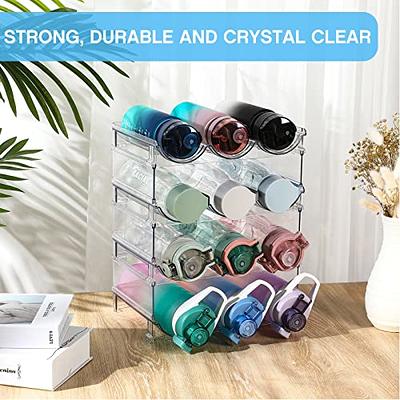 Water Bottle Organizer, , 4 Layers Stackable Cup Organizer for Cabinet, Plastic Tumbler Travel Mug Holder, Wine Drink Rack for Kitchen Countertop