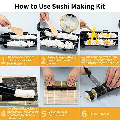 Sushi Maker Kit Sushi Bazooka Maker with Bamboo Mats Chopsticks Avocado  Slicer Paddle Sushi Knife DIY Sushi Roller Machine