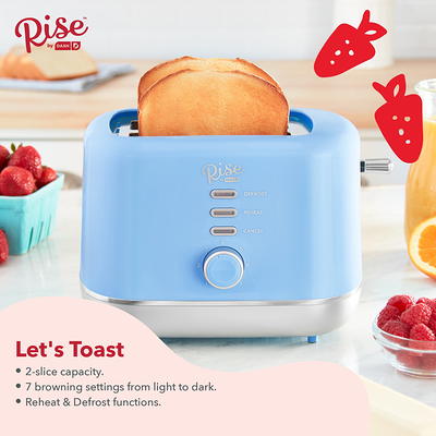 Rise by Dash 2-Slice Toaster: Defrost, Reheat + Auto Shut off, 7