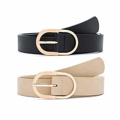 MORELESS 2 Pack Women's Leather Belts for Jeans Pants with Fashion