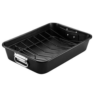 Non-Stick Carbon Steel Turkey Roasting Roaster Pan with Rack and