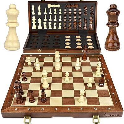  15 Inch Wooden Chess and Checkers Set 2 in 1 Checkers