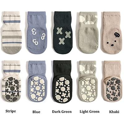Exegawe Toddler Non Slip Socks, Cute Baby Socks with Grips Crew Socks 5 Pairs