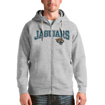 Men's Antigua Heather Gray Jacksonville Jaguars Victory Chenille Pullover Sweatshirt Size: Medium