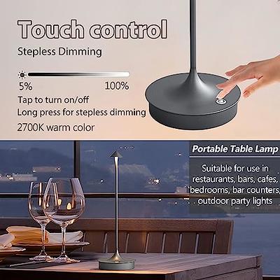 1pc Metal Cordless Table Lamps,Type-C Rechargeable Desk Lamp,  Touch/Stepless Brightness Dimming, LED Battery Powered-Waterproof Desk Lamp,  Indoor/Outdoor Use