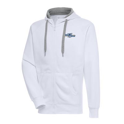 Women's Antigua Blue Detroit Lions Wordmark Victory Full-Zip Hoodie