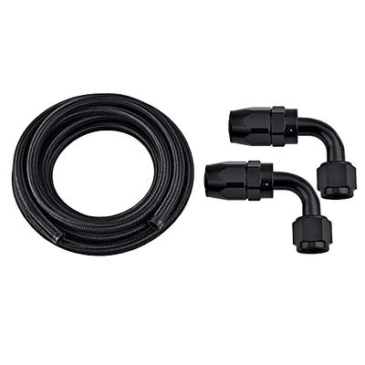  6AN 90 Degree Push Lock Hose Fitting End Black 2PCS