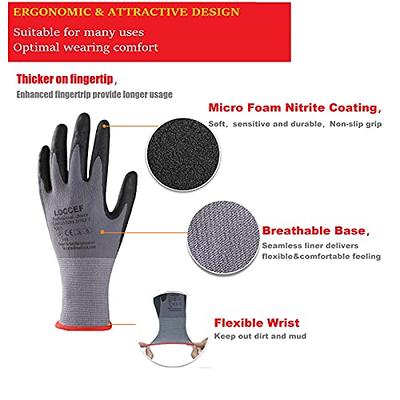 EvridWear Safety Work Gloves, Touchscreen Micro-Foam Nitrile