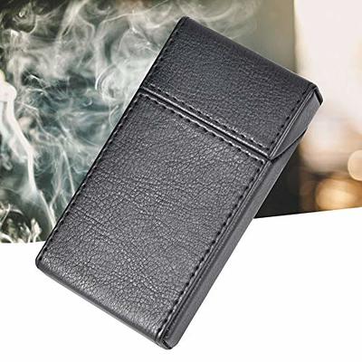 Portable Slim Leather Cigarette Case Ultrathin Lightweight Pocket Carrying  Box for Hold 10 Regular Size (Black)