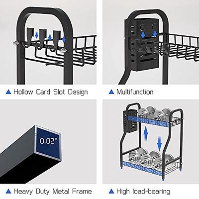 Dyiom 2 Tier Under Sink Storage Organizer, Bathroom Standing Rack, Bath Collection Baskets with Hooks, Shower Caddy in BLACK.