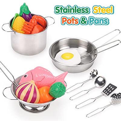 16PCS Children's Kitchen Toy Set Stainless Steel Kitchen Pots and