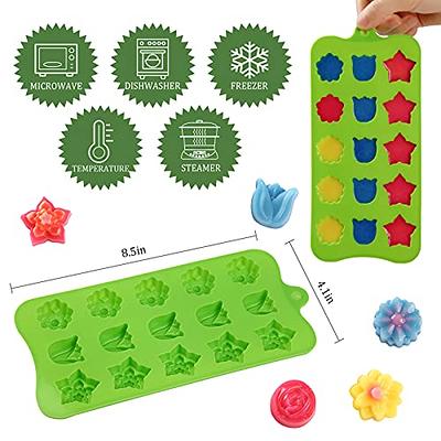 3 Pieces Set of Silicone Flower Molds, Baking Mold with Flowers and Heart  Shape, for Chocolate, Candy, Ice Cubes (pink, Blue and Green)