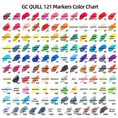 GC QUILL Alcohol Markers Brush Tip - 121 Colors Art Markers with