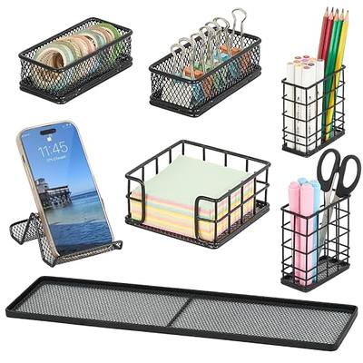  Becomrock Desk Organizers with Pen Holder - Office Supplies  Desk Accessories, DIY Desktop Organizer with Post-it Notes and Phone Holder  (Gold) : Office Products