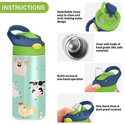 MCHIVER Farm Animal Cartoon Kids Water Bottle with Straw Insulated Stainless  Steel Kids Water Bottle Thermos for School Girls Boys Toddlers Cups 12 oz /  350 ml Green Top - Yahoo Shopping