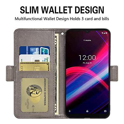 For TCL 40 SE Case, Slim Leather Wallet Phone Cover + Screen Glass