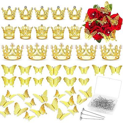 Pinkunn 148 Pcs Flower Bouquet Accessories Bouquet Corsage Pins 3D Gold  Butterfly Decor Mini Tiara Crown Cake Topper Flower Bouquet Pearl Pins  Floral Arrangements for Birthday Wedding Party Decoration - Yahoo Shopping