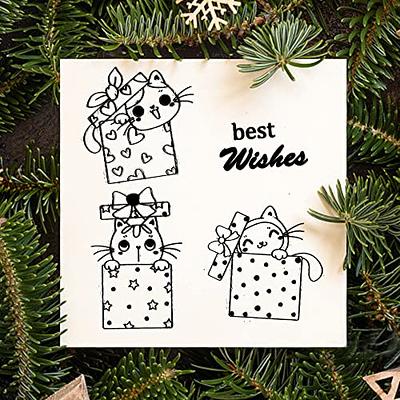 Christmas Clear Stamps for Card Making, Scarpbooking. Clear Stamp of Gnomes  and Christmas Sentiments. 