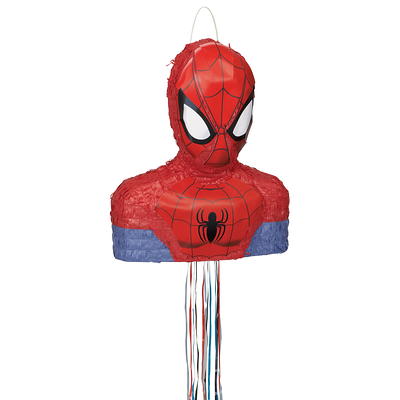 Unique Industries Pull String Spider-Man Multi-color Asymmetrical Birthday  Pinata, 18 x 18 