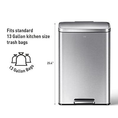 Eko Madison Brushed Stainless 50 Liter/13.2 Gallon Step Trash Can with Inner Liner - Fingerprint Resistant Finish