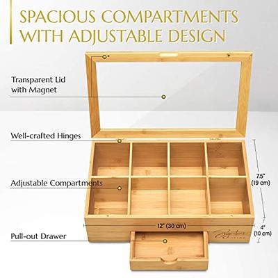 Signature Living Bamboo Wooden Tea Box Organizer Storage with Drawer (8  Compartments) Large Tea Organizer Box for Tea Bags and Loose Tea - Sturdy,  Natural Bamboo - Yahoo Shopping