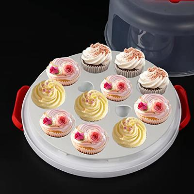 Cake Carrier Storage Container With Lid and Handle, Round Cupcake Keeper  Cheesecake Holder for Transport Cakes, Pies, Desserts 