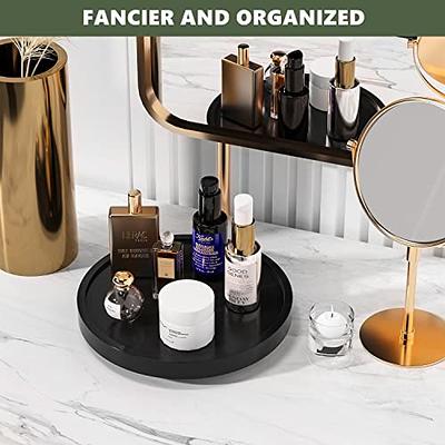 Dracelo Black Bathroom Vanity Tray for Countertop - Bamboo Organizer Tray for Dresser Tops, Toilet Small Decorative Tray