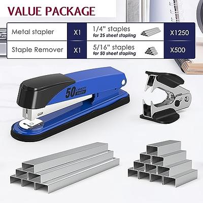 Basics Stapler with 1000 Staples, Office Stapler, 25 Sheet Capacity,  Non-Slip, Black