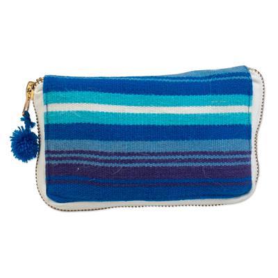 Take Me with You,'Peruvian Cotton Tote Bag in a Blue Blend Alpaca