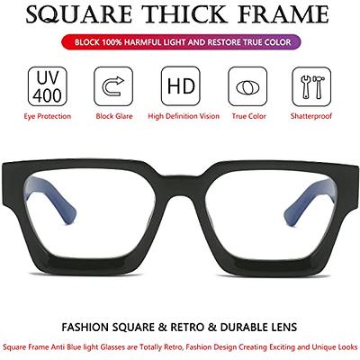 AIEYEZO Square Thick Frame Glasses for Women Men