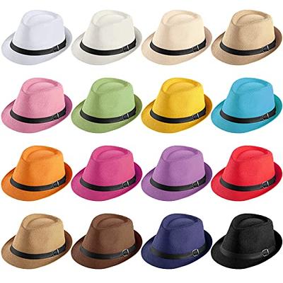 FADACHY Summer Straw Fedora Hat Short Brim Panama Sun Hat Trilby