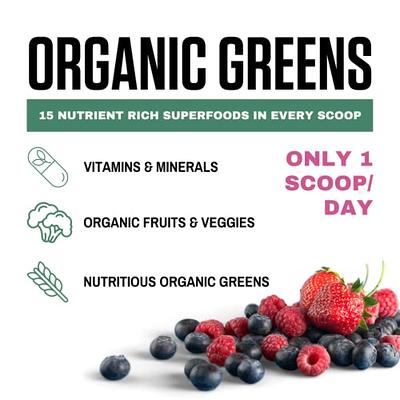 Orgain Organic Vegan Green Superfoods Nutrition Powder, Berry