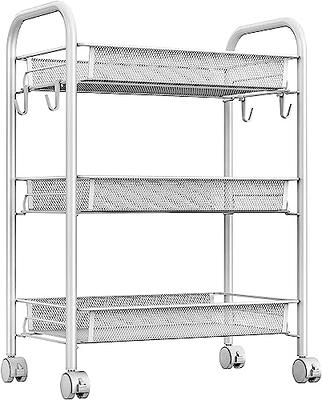 SPACELEAD Slim Storage Cart,3 Tier Bathroom Rolling Utility Cart Storage  Organizer Slide Out Cart, Mobile Shelving Unit Organizer Trolley for Office  Bathroom Kitchen Laundry Room Narrow Places, White