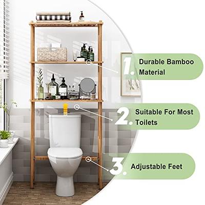 SMIBUY Bathroom Storage Shelf, Bamboo Over-The-Toilet Organizer