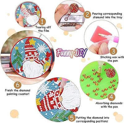 Diamond Painting Coasters With Holder,Diy Christmas Coasters Diamond  Painting Kits For Beginners,Christmas Coaster