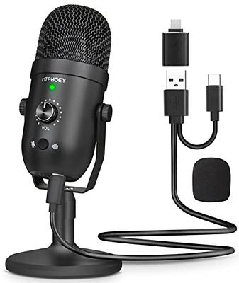 MRSDY USB Gaming Condenser Microphone, Plug & Play, Podcast Mic, Mute  Button for Streaming, Recording, Volume Gain, Monitor, Noise Reduction,  Online
