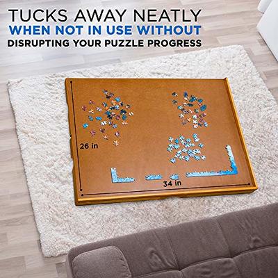 Jumbl 1500-Piece Puzzle Board, 27” x 35” Jigsaw Puzzle Table, 6 Removable  Magnetic Sorting Drawers, Smooth Plateau Fiberboard Work Surface &  Hardwood Construction