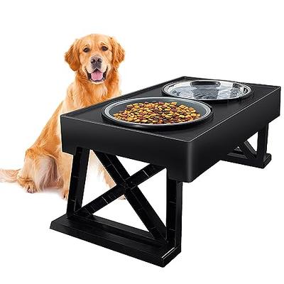 Elevated Dog Bowls, 3 Height Adjustable Raised Dog Bowl Stand with 2  Stainless Steel 44oz Food Water Bowl & Slow Feeder, Non-Slip Dog Dish  Adjusts to